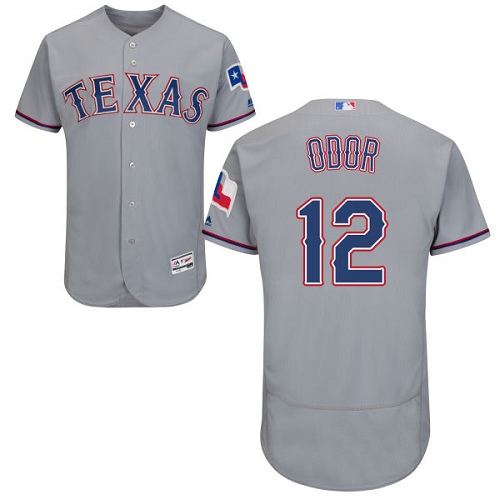 Rangers #12 Rougned Odor Grey Flexbase Authentic Collection Stitched MLB Jersey - Click Image to Close
